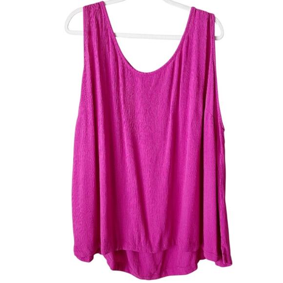 Evri | Sleeveless Tank Top Crepe Crinkle Flowy Rayon Summer Pink Plus 2X - Picture 1 of 6